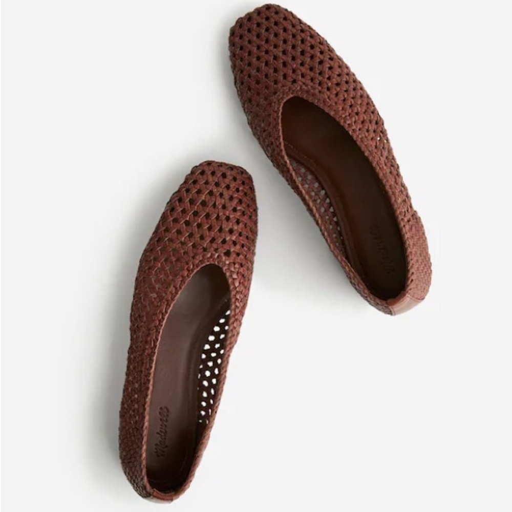 J. Crew Brown Woven Leather Flats
